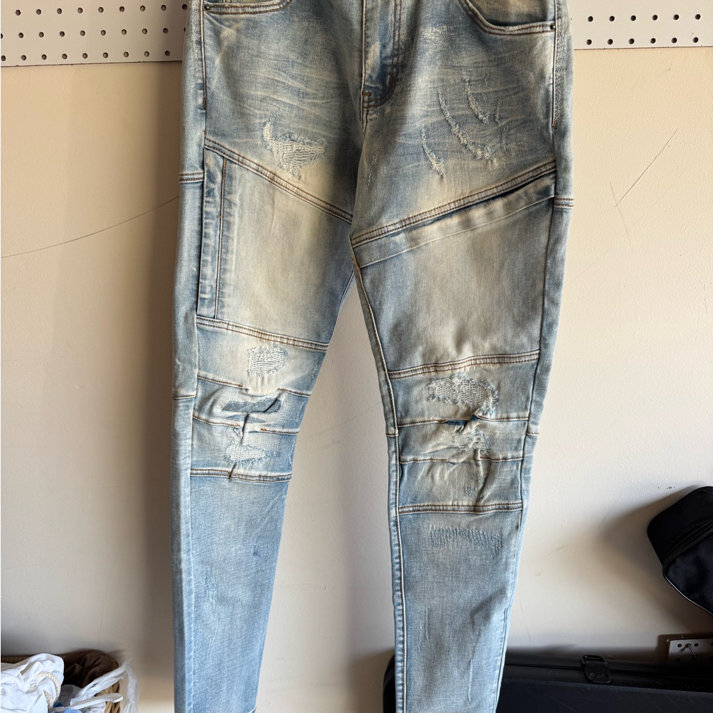 Men's Light Blue Distressed Jeans